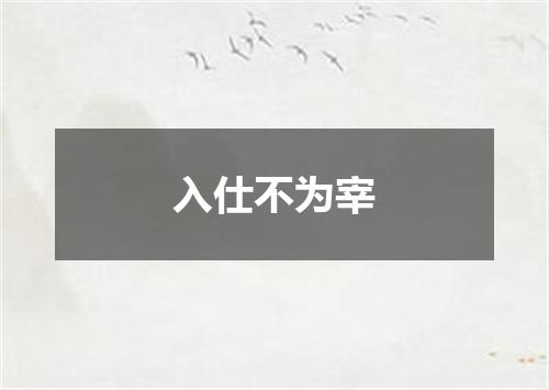 入仕不为宰