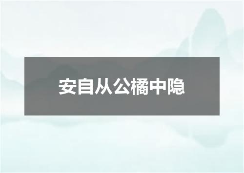 安自从公橘中隐