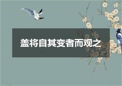 盖将自其变者而观之