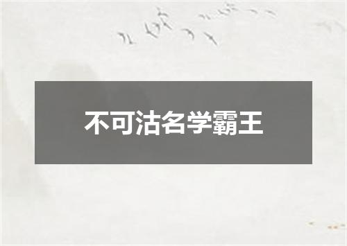 不可沽名学霸王