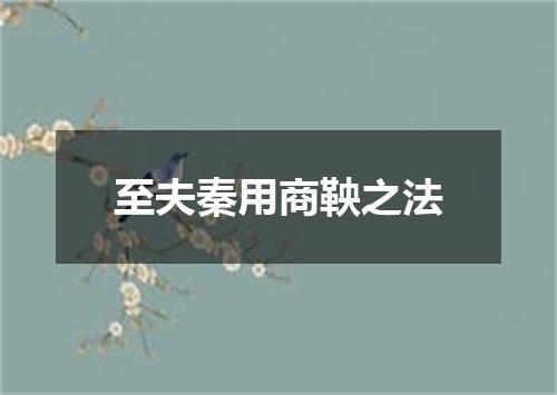 至夫秦用商鞅之法