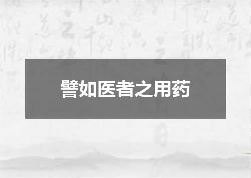 譬如医者之用药