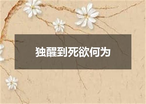 独醒到死欲何为