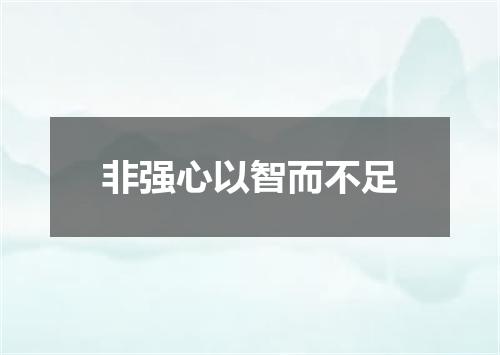 非强心以智而不足