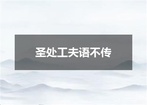 圣处工夫语不传