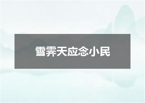 雪霁天应念小民