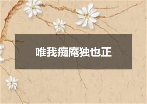 唯我痴庵独也正