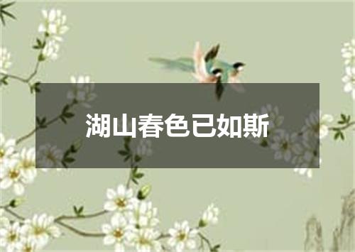 湖山春色已如斯