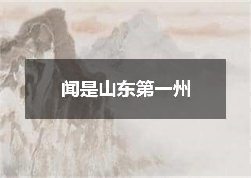 闻是山东第一州