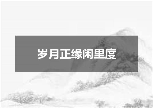 岁月正缘闲里度