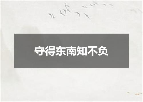守得东南知不负