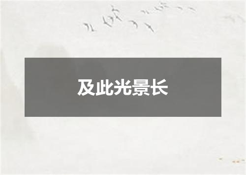 及此光景长