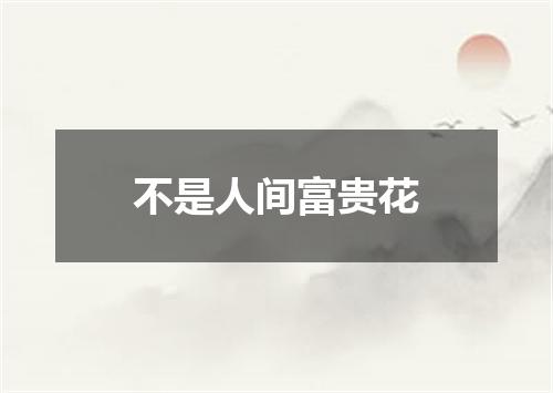 不是人间富贵花