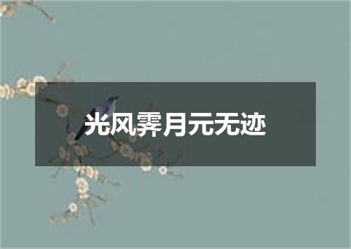 光风霁月元无迹