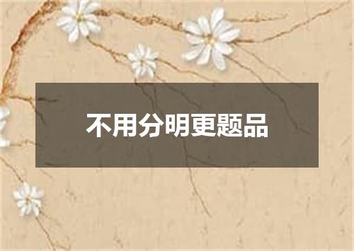 不用分明更题品