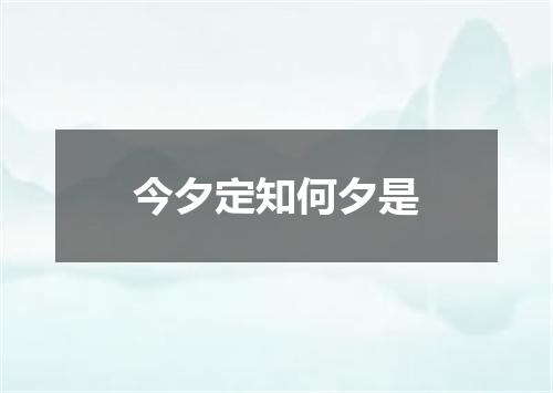 今夕定知何夕是
