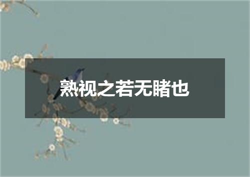 熟视之若无睹也