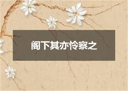 阁下其亦怜察之