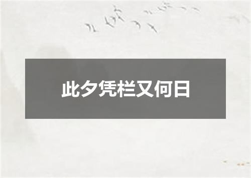 此夕凭栏又何日