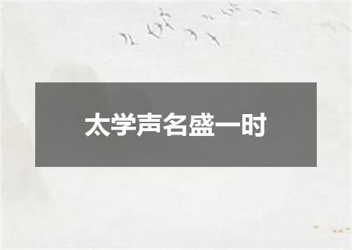 太学声名盛一时