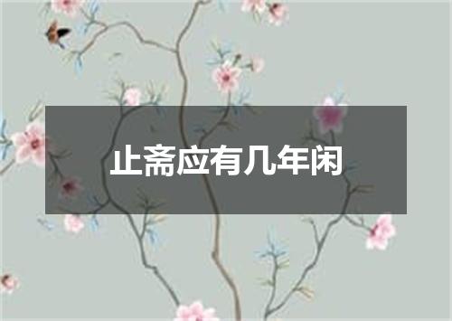 止斋应有几年闲