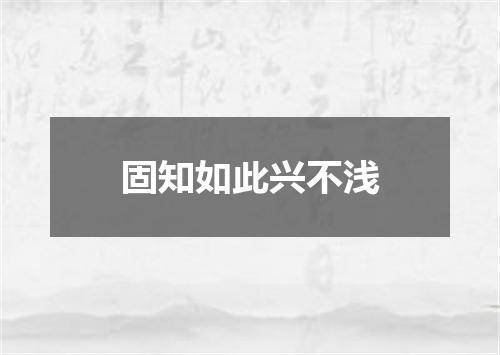 固知如此兴不浅