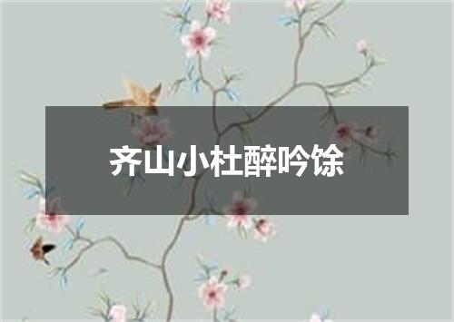 齐山小杜醉吟馀