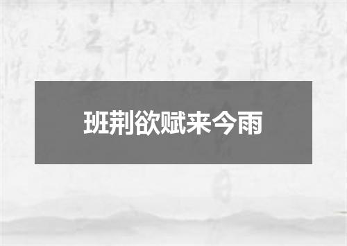 班荆欲赋来今雨