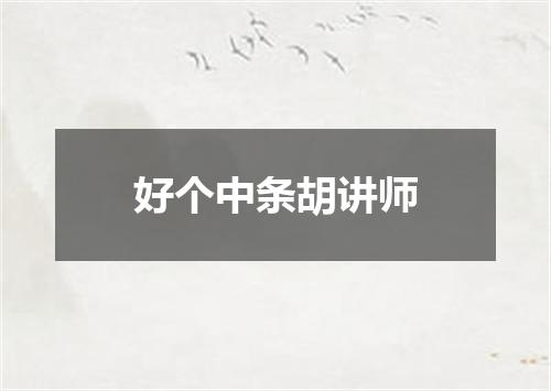 好个中条胡讲师
