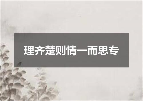 理齐楚则情一而思专