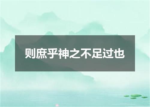 则庶乎神之不足过也