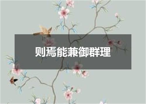 则焉能兼御群理