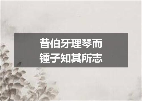 昔伯牙理琴而锺子知其所志
