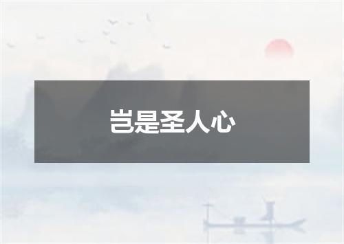 岂是圣人心