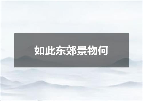 如此东郊景物何