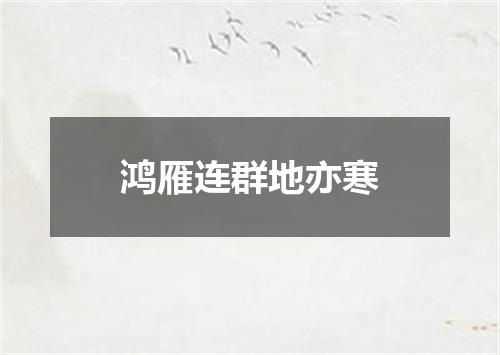 鸿雁连群地亦寒