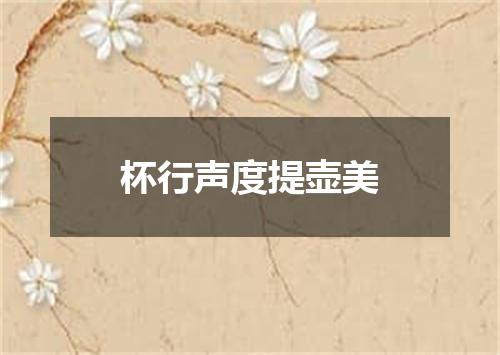 杯行声度提壶美