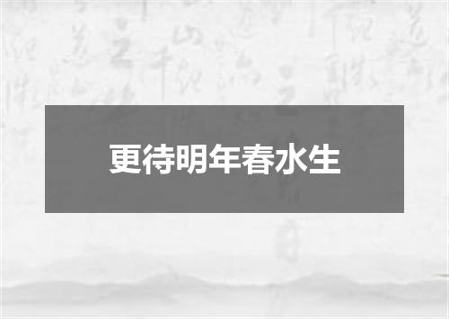 更待明年春水生