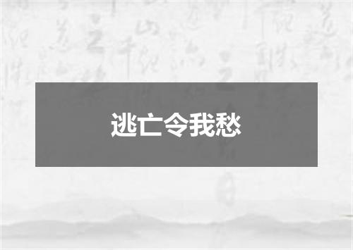 逃亡令我愁