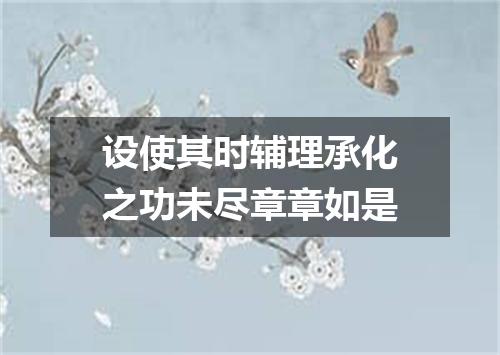设使其时辅理承化之功未尽章章如是