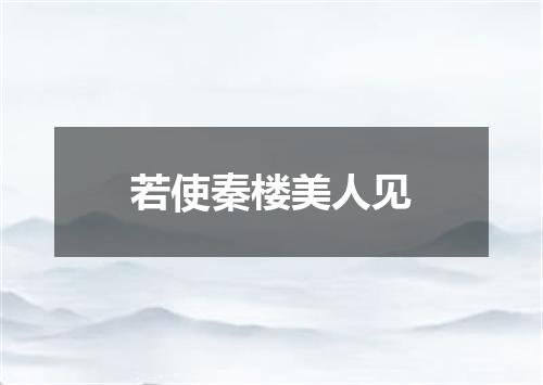 若使秦楼美人见