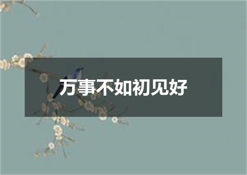 万事不如初见好