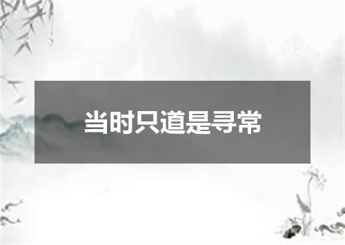 当时只道是寻常