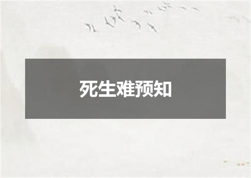 死生难预知