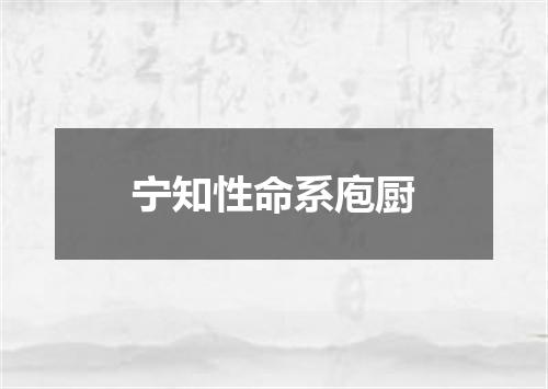 宁知性命系庖厨