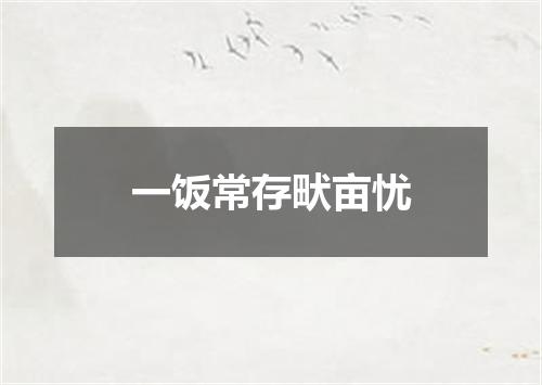 一饭常存畎亩忧