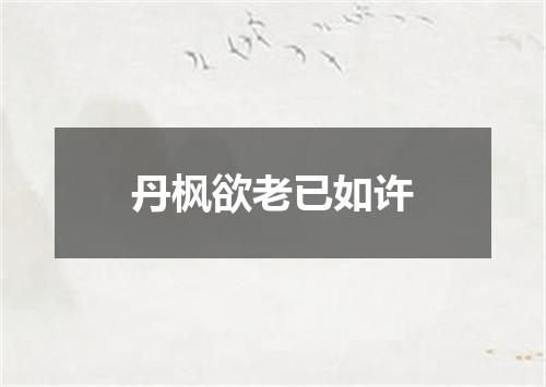 丹枫欲老已如许
