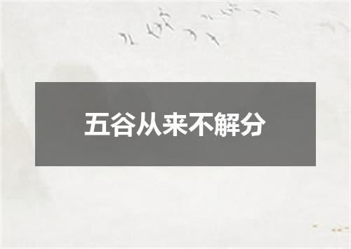 五谷从来不解分