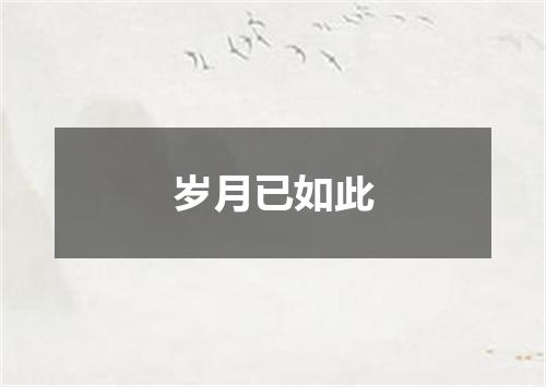 岁月已如此