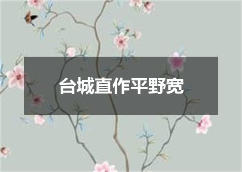 台城直作平野宽